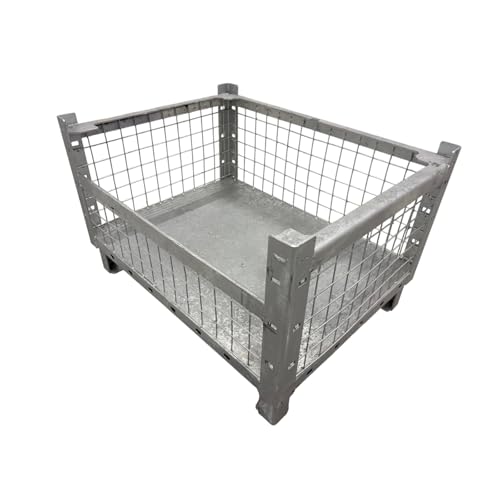EMPULA Gitterbox Stapelbar, 800x600x500 mm, 650 kg Traglast, Verzinkt, 5-Fach Stapelbar