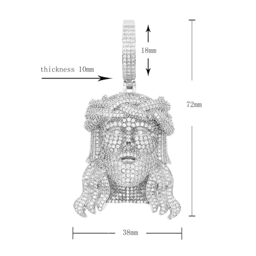 925 Sterling Silver Religious Jesus Head Pendant with Chain - Christian Jewelry Jesus Piece Chain Necklace for Women and Men3