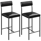 YITAHOME Bar Stools Set of 2, Tall Seat with Cushioned Seat & Back, Industrial Barstools for Kitchen/Dining Room, Bar Chairs with Ergonomic Footrest, Black