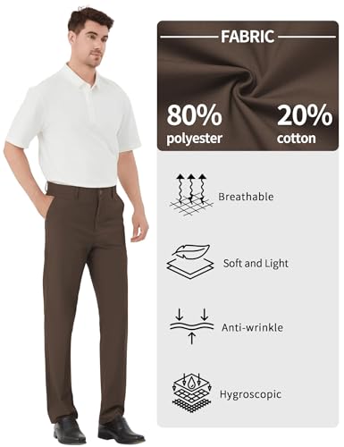 Image of Men's Tall Classic Fit Flex Flat Front Dress Pants Formal Pants for Business & Office