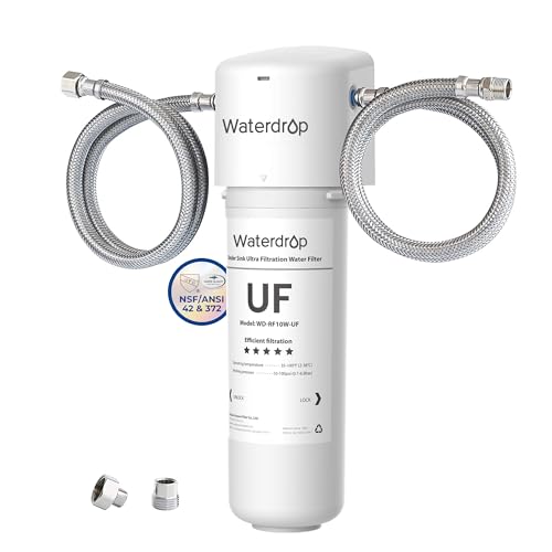 Waterdrop 10UAW-UF 0.01 μm Ultra Filtration Under Sink Water Filter for Baçtёria Reduction, Reduces Lead, Chlorine, Bad Taste & Odor, 11K Gallons, Direct Connect to Kitchen Faucet, USA Tech