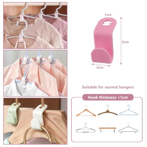 100 PCS Clothes Hanger Connector Hooks Kit 5 Colours Hangers for Clothes Space Savers Coat Hangers Space Saving Hanger Hooks Clothes Hooks for Wardrobe Storage