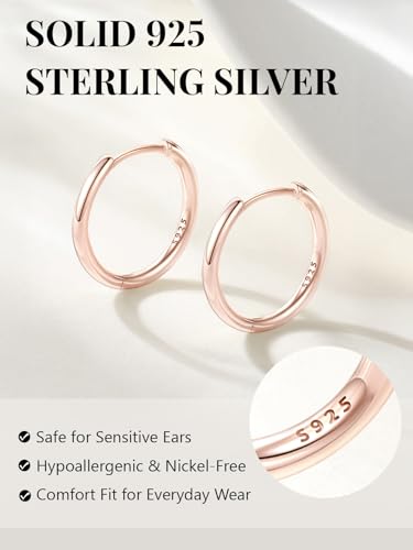 Image of Silvora 14K Gold Plated Huggie Hoop Earrings for Women, Small Sterling Silver Hoops, Hypoallergenic Cartilage Earrings for Sensitive Ears 8 /10 /12 /14 /16 /18 /20MM