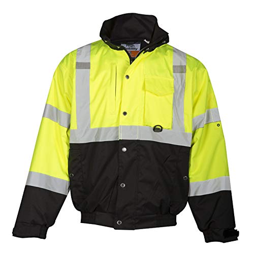 ML Kishigo JS130 Lime High Visibility Ripstop Fleeced Lined Bomber Jacket - X-Large