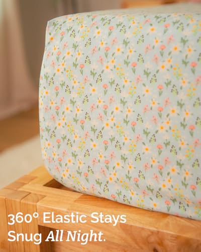 Image of Cal King 4 Piece Floral Sheet Set - Breathable & Cooling - Flower Confetti | 1 Flat, 1 Fitted & 2 Pillowcases w / Deep Pockets, Boho Botanical Floral Bedding, Breathable & Cooling, Wrinkle & Fade Free