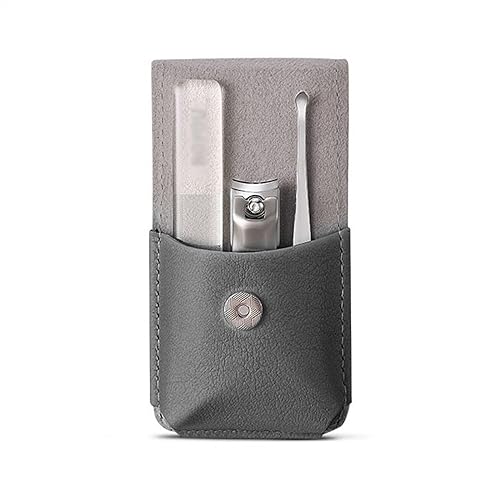 トラベルネイルキット マニキュア3点セット、爪切り、爪やすり、耳かき、個人用ポータブル爪切りセット、個人用旅行用ネイルケアツール ネイルケアキット (Color : Gray)