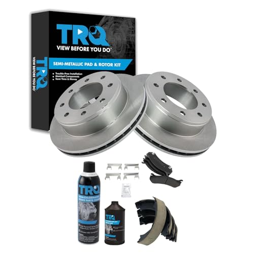 Image of TRQ Rear Brake Pad & Rotor Kit Semi-Metallic Compatible with Chevrolet GMC Hummer