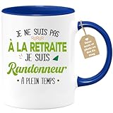 quotedazur Café Croissant   Mug Personnalisable Texte Photo Tasse Cadeau Noël Je Ne Suis Pas A La Retraite Je Suis Randonneur   Bleu/Céramique
