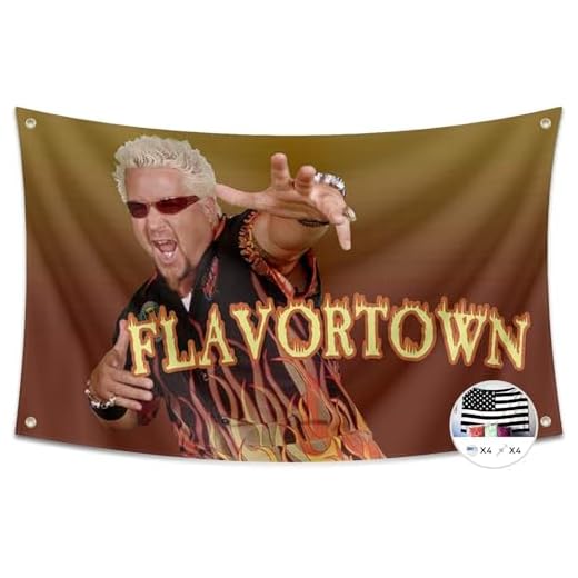 Guy Fieri Flavortown Flag,3x5 Feet Banner,Funny Poster Durable Man Cave Wall Flag with Brass Grommets for College Dorm Room Decor