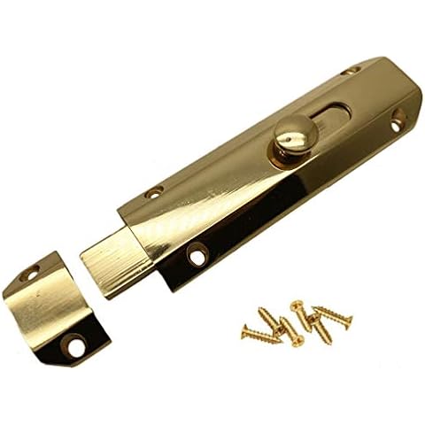 Liyafy 4-Inch Solid Brass Slide Barrel Door Bolt Heavy Duty Gate Security Lock Latch Gold Cover