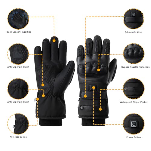 Mens Heated Gloves Windproof Thermal Heating Gloves for Winter Outdoor - image 7