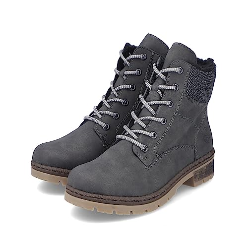 Rieker Damen Schnürstiefeletten Y7424, Frauen Stiefeletten,Boots,Stiefel,Bootee,Booties,halbstiefel,Kurzstiefel,grau (45),42 EU / 8 UK