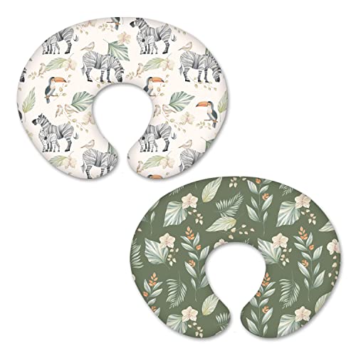 Image of BROLEX Stretchy Nursing Pillow Covers BROLEX 2 Pack Snug Fitted Nursing Pillow Slipcovers for Breastfeeding Moms,Ultra Soft Breathable for Infant Nursing Pillow,Zebra Forest