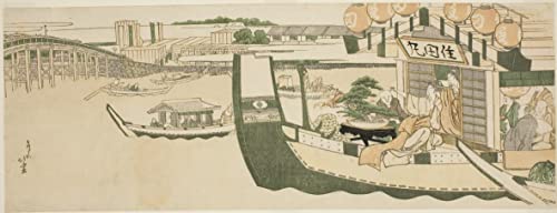 Tableau Toile Fêtes en bateau sur la rivière Sumida Hokusai pour Salon Zen et Lumineux