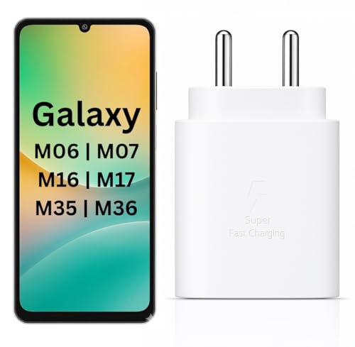Image of 25W C-Type Super Fast Adapter Compatible With Samsung Galaxy M06 5G Super Fast Charger Adapter For A35 /S23 /S23 Fe /S22 /S21 /21 Fe /A06 /M16 /M35 /A16 /M06 /M05 /A56, A55 /S24 Fe /A16 /A36 5G, White