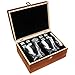 Whiskey Glass Set of 2 - Bourbon Glass & Stones Gift Includes Old Fashioned Crystal Whisky Glasses, Chilling Stones, Slate Coasters - Whiskey Glasses Set in Wooden Box - Birthday Gifts Men Women
