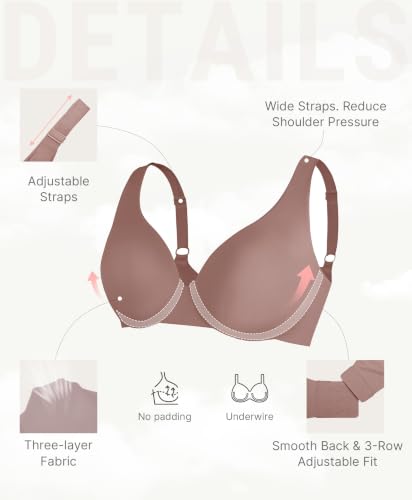Image of FeelinGirl Women's Unlined Bras Underwire Comfort Full Coverage Tshirt Bras