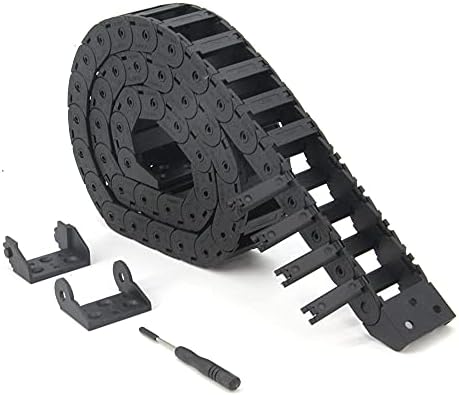 Zeberoxyz 18x37mm Drag Chain Length 1Meter Inside Open Type Black Plastic Flexible Cable Carrier R28 with 1Kit End Connectors (18mmx37mm-Inside Open)
