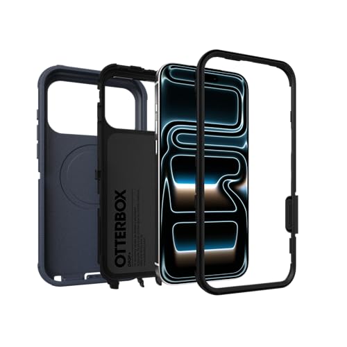 Image of OtterBox iPhone 17 Pro Max (Only) - Defender Series Case - Vintage Indigo Dream (Blue & Black) - Snaps on MagSafe - Tough - Rugged & Durable