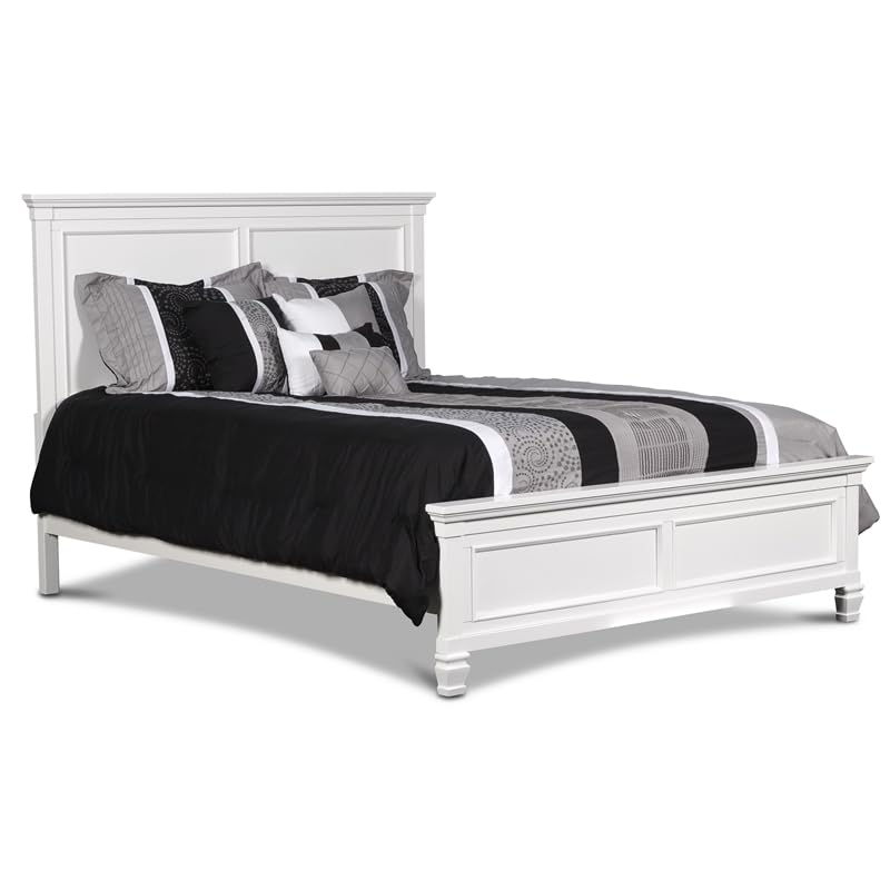 New Classic Furniture Tamarack Solid Wood King Panel Bed in White