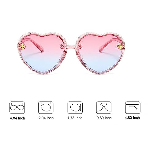 Ridering Heart Sunglasses for Toddler Girls,Shiny Cute Fashion UV400 Protection Love Heart Shaped Sunglasses2