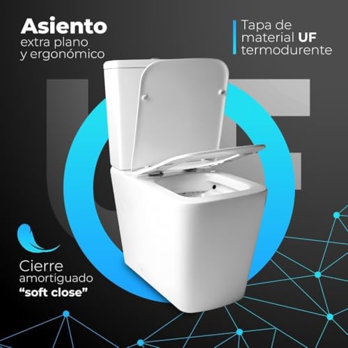 Inodoro rimless compacto con salida dual horizontal vertical y cisterna doble descarga 6