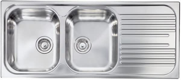 C.M. Lavello Cucina 2 Vasche con Gocciolatoio DX Inox 116 x 50 cm - 010547.S1.01.2016