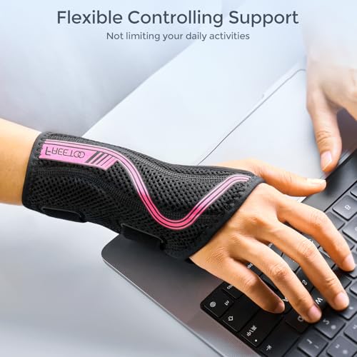 Image of FREETOO Carpal Tunnel Wrist Brace Night Support, Left Hand, Large | Wrist Splint Hand Brace, Breathable Mesh Fabric, Women Men, Sleeping Work Typing Pregnancy, Tendonitis Arthritis Sprain RSI