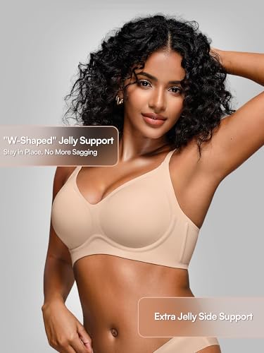 Image of Wireless Jelly Bras for Women No Underwire - S-2XL Seamless Padded T-Shirt Bralette with Support, Comfortable Everyday Bra
