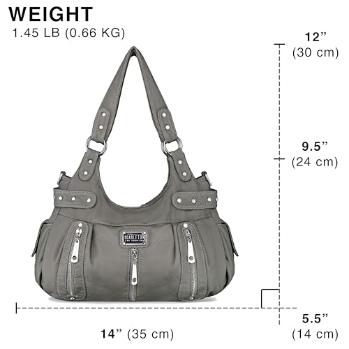 Scarleton Purses for Women Large Hobo Bags Washed Vegan Leather Shoulder Bag Satchel Tote Top Handle Handbags, H129224, Grey