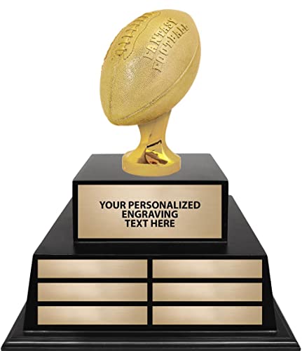 Crown Awards 18" Fantasy Football Black Tiered Base Trophy, Fantasy Football Sculpture Award - Custom Engraving Included