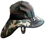 N'ice Caps Boys Wide Brim Flapper Hat with Side Mesh Ventilation (2-3yrs, green camo print)