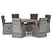 Tidyard Set 7 pz da Pranzo da Giardino per Esterno in Polyrattan e Legno,Set Tavolo e Sedie da Giardino in Rattan,Set Tavolo e Sedie da Esterno,Tavolo Rotondo e 6 Sedie Reclinabili da Giardino