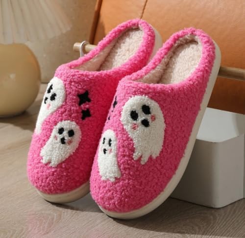 Coquette Halloween Christmas House Slippers for Women Fluffy Comfort Wear Shoes Wide Closed Toe Lightweight Warm Memory Foam Fuzzy Backless House Slipper Home Indoor Cute Matching Gift for Couple2