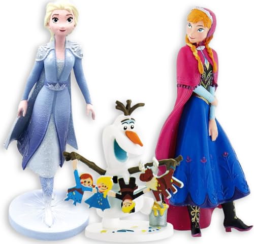 Pack Figuras Disney Frozen 3 Piezas 6-10 cm | Elsa, Anna y Olaf | Muñecos Disney Originales Pintados a Mano | Figuras Frozen Niñas | Regalo Disney