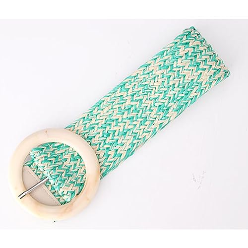 Women's Elastic Braided Belt Summer Boho Holeless Woven Belt Plastic Buckle Stretch Rattan Belt for Dress3