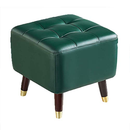 Repose-pieds moderne en cuir PU vert, tabouret ottoman chic de 40cm - 2