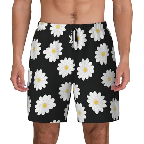 Short de bain imprimé pâquerettes blanches EdWal double couche confort