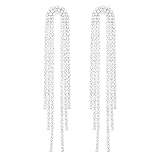SELOVO Tassel Earrings Wedding Party Bridal 2 Chain Dangle Earrings Silver Tone