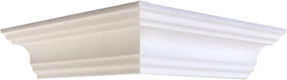 À LA MAISON CEILINGS KL50 Miguel Foam Crown Molding 6.5 Ft. L x 3 in W (Covers / 32.5 Ln. Ft.) Plain White Pack of 5