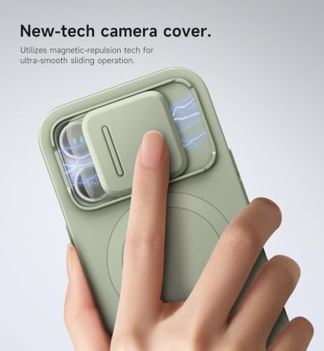 Image of SURITCH for iPhone 14 Pro Case with Magnetic Camera Slide Cover and Adjustable Kickstand, Compatible with MagSafe, Shockproof Bumper Case Slim Protective Cover for iPhone 14 Pro 6.1 Inch, Green
