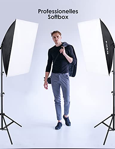 FGen Softbox Fotostudio Set, Fotolicht 2x50x70cm Beleuchtung für Fotostudios mit E27 Sockel 135W 5500K Fotolampe und 2M verstellbare Lichtstative für Studio-Porträts, Produktfotografie – Bild 6