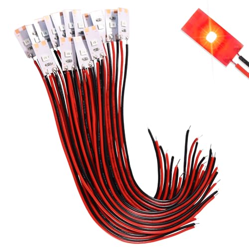 Lyeteung 15 Pezzi 17mm 12V - 18V Precablato Striscia LED, 2835 Modello di Illuminazione a LED, SMD Luce Autoadesiva Flessibile Rosso