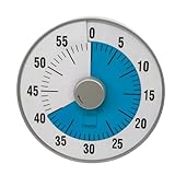 TimeTEX - Reloj de duración L Azul | Cuenta Regresiva silenciosa de 60 Minutos con señal Visual y acústica para autosuficiencia | Contenido: Temporizador a Pilas en Azul (tamaño: 19 cm de diámetro)