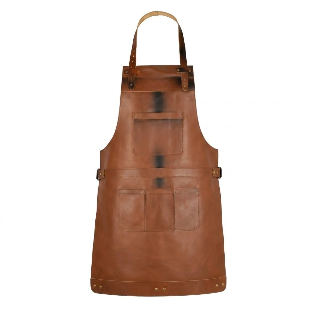 Full Grain Leather Apron Butcher, Cook, BBQ, Cooking, Wood work, Cheff, BBq Grill Gift Apron (Diss Brown)