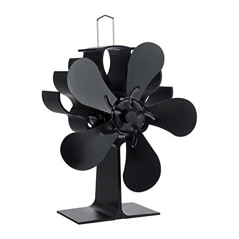 MOCNT 5 Blade Stove Fan Wood Stove Fan Heat Powered Wood Burner Fans Silent Log Burner Fan Woodburner Fireplace Fan Chimney Fan Efficient Heat Circulation Cover