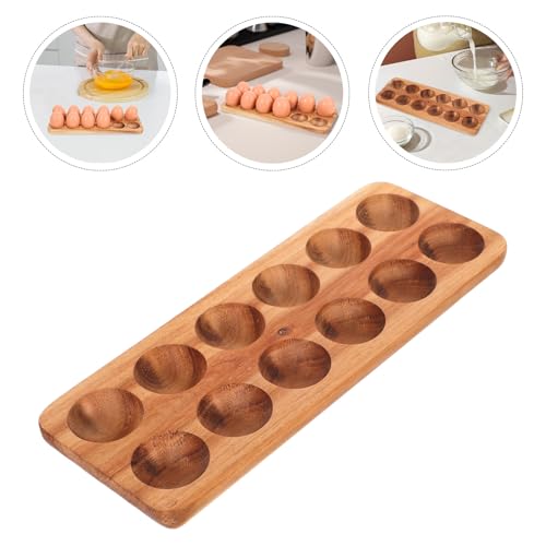 Huevera de madera rectangular con 12 cavidades para almacenamiento de huevos 7