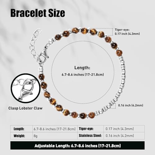 Mens Bracelet Stainless Steel Bracelets for Men&Women Beaded Bracelets,Valentines Birthday Annivesary Jewelry Gifts for Husband Father Mother Friends,Casual Trendy Men's Bracelets Cool Adjustable2