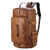 BAOSHA HB-26 Sac fourre-Tout de Week-End en Cuir 3 Voies pour Homme Sac à Dos à bandoulière Convertible Voyage Randonnée Sac de Nuit Sac à Main, Marron, L, Sac de Voyage