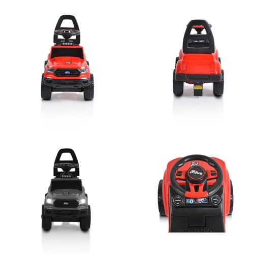 Moni Kinderauto Rutschauto Fancy 901 Musikfunktion Lenkrad Rückenlehne bis 23 kg, Farbe:rot – Bild 8